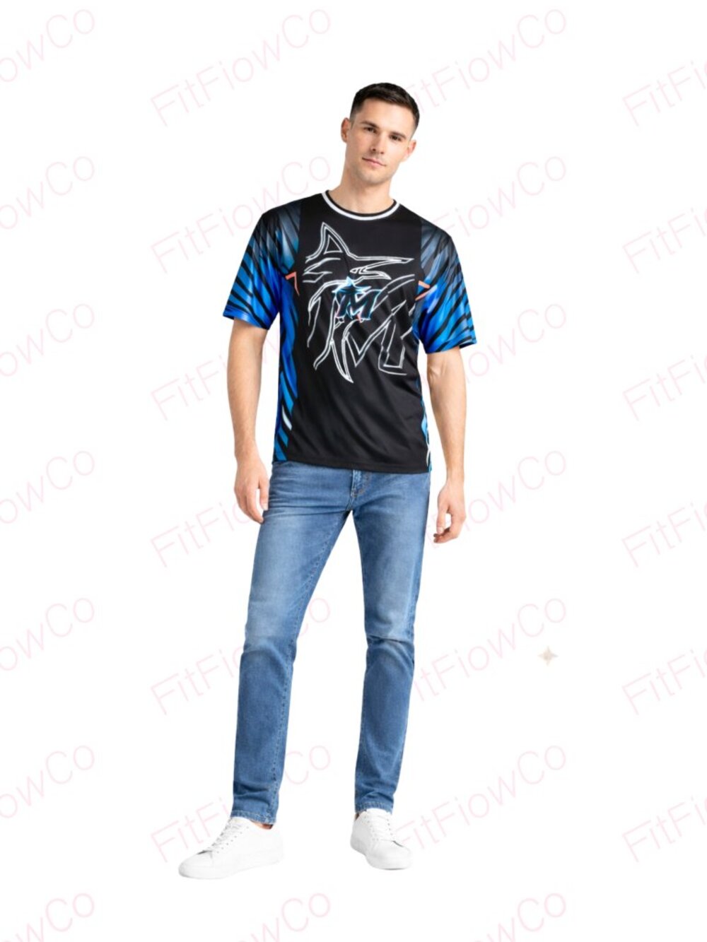 Pro Standard Miami Marlins Jersey XL Black Blue Graphic Athletic Shirt